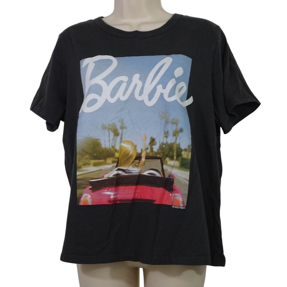 Hybrid Apparel Barbie Graphic T-Shirt Women Size L Black Crewneck 2023 Mattel